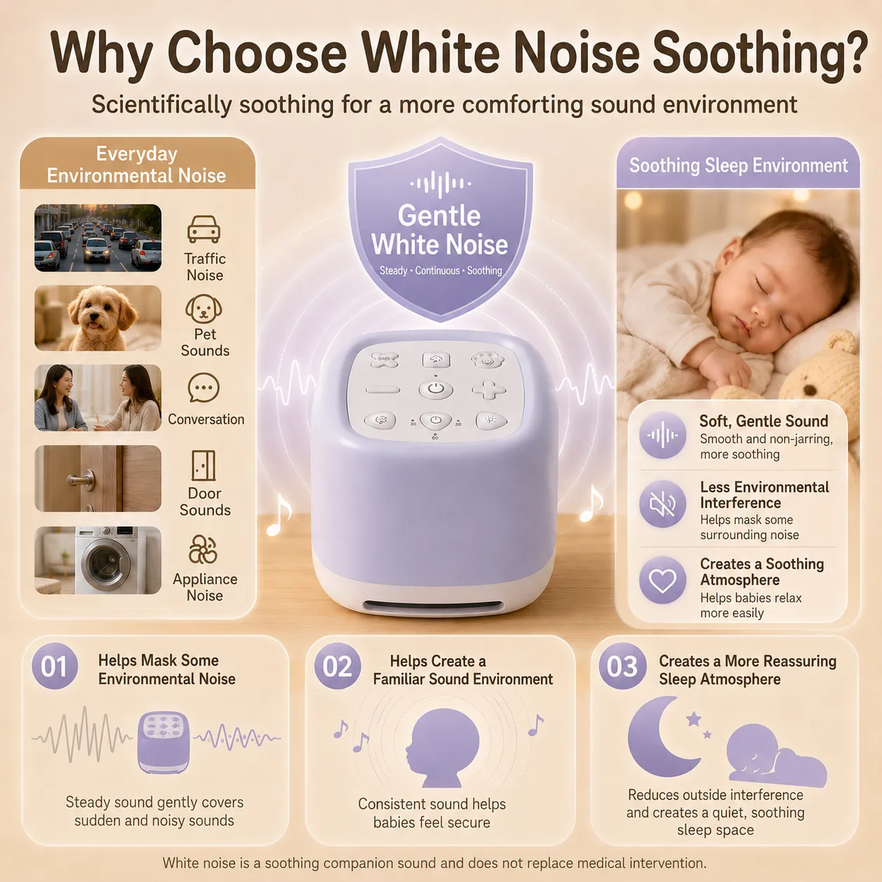 Maple Sleep Baby White Noise Machine with Night Light