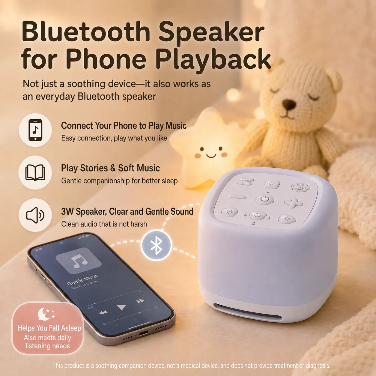 Maple Sleep Baby White Noise Machine with Night Light