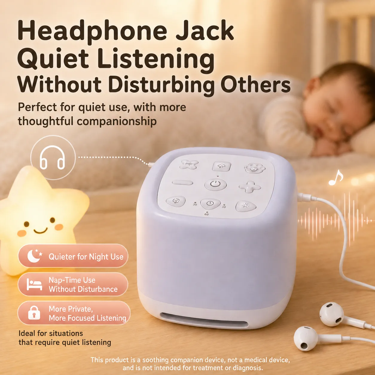 Maple Sleep Baby White Noise Machine with Night Light