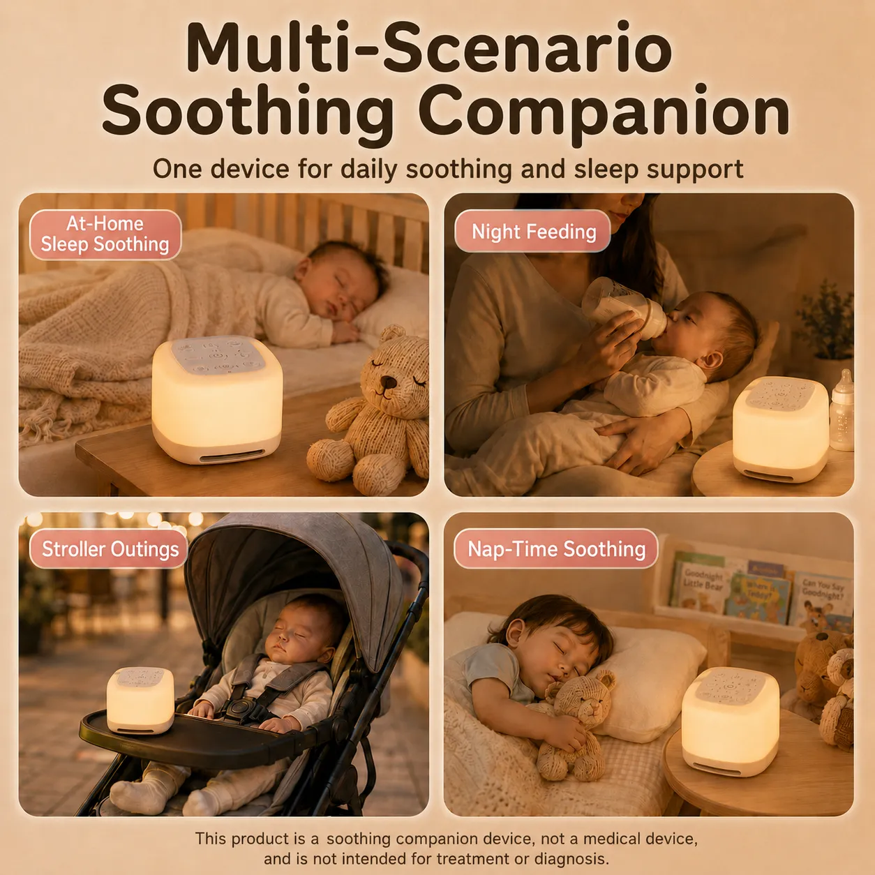Maple Sleep Baby White Noise Machine with Night Light