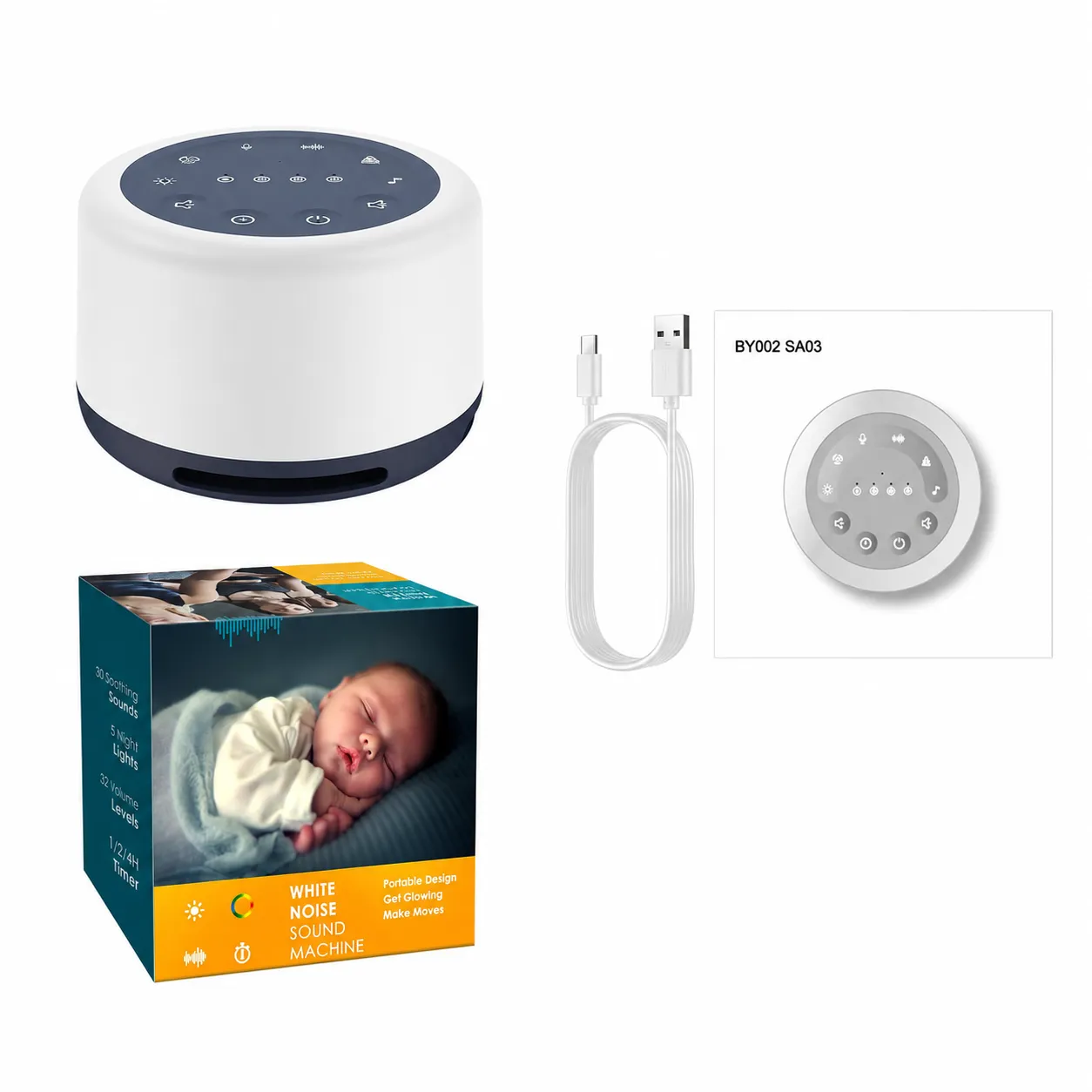 Maple Sleep White Noise Machine with Night Light for Baby & Adult Sleep