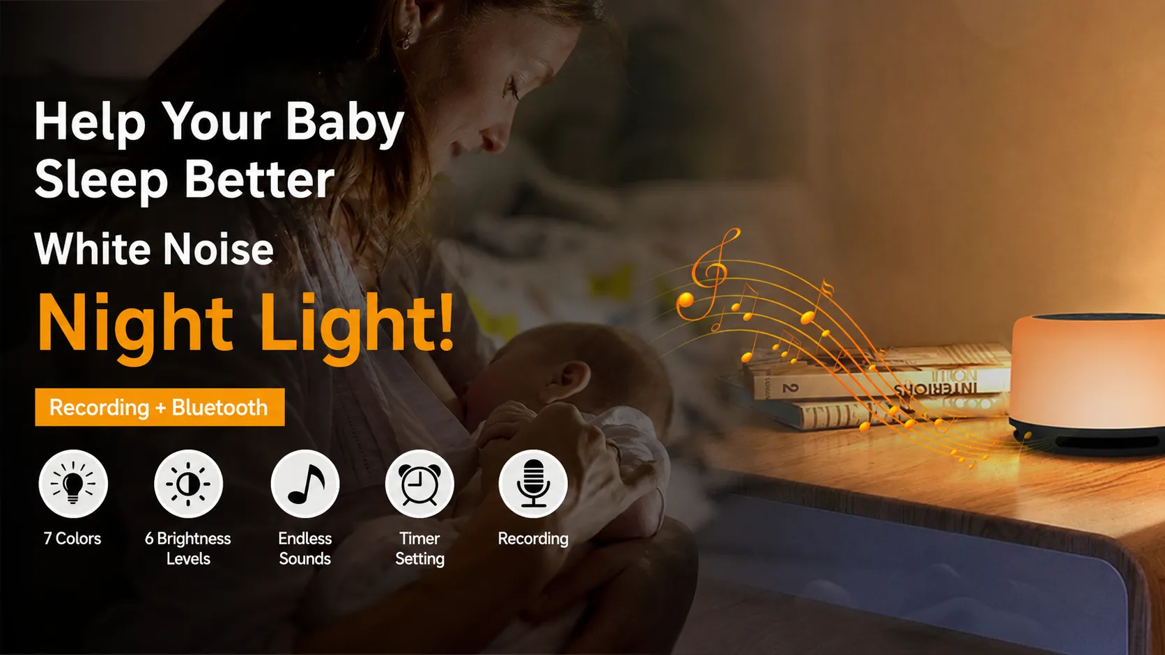 Maple Sleep White Noise Machine with Night Light for Baby & Adult Sleep