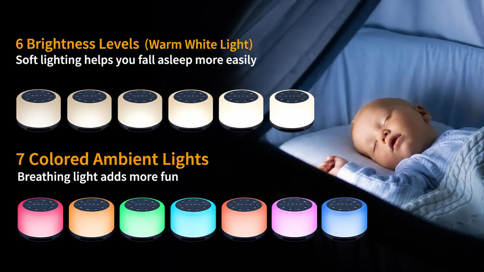 Maple Sleep White Noise Machine with Night Light for Baby & Adult Sleep