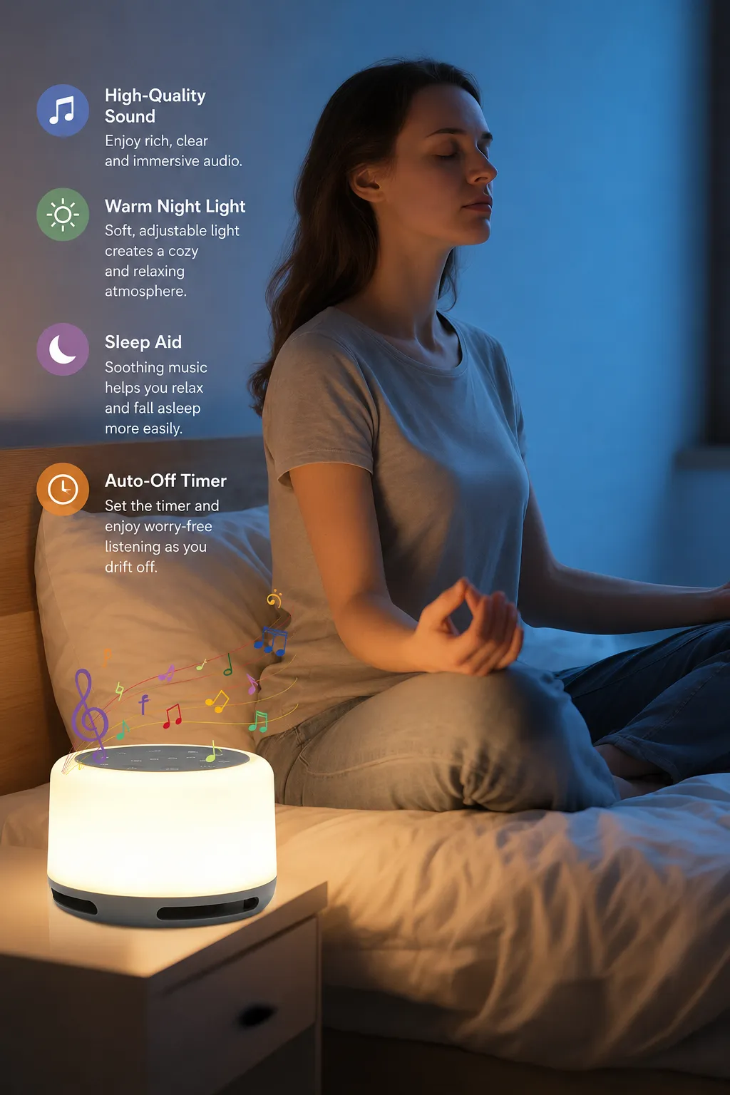 Maple Sleep White Noise Machine with Night Light for Baby & Adult Sleep