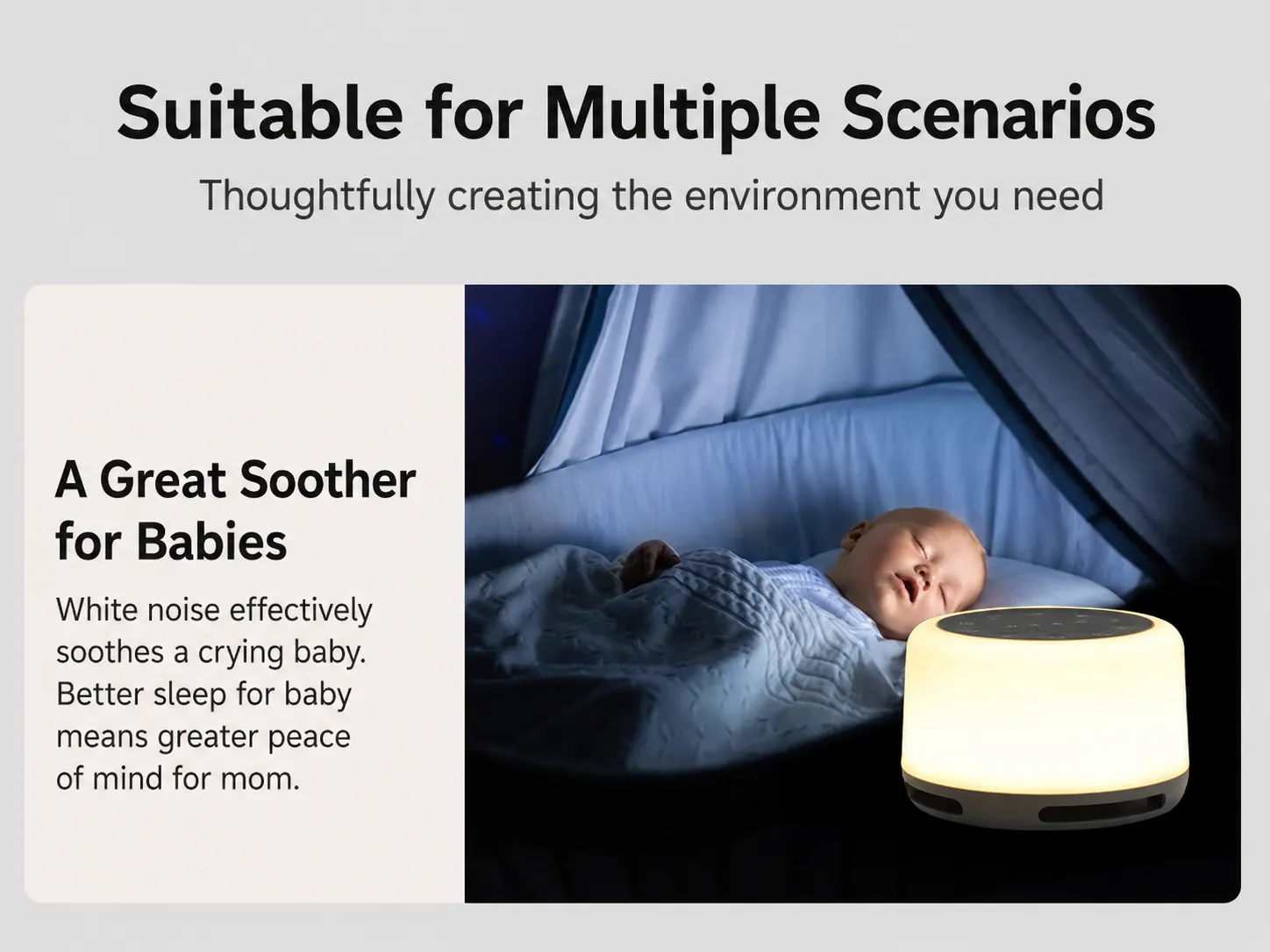 Maple Sleep White Noise Machine with Night Light for Baby & Adult Sleep